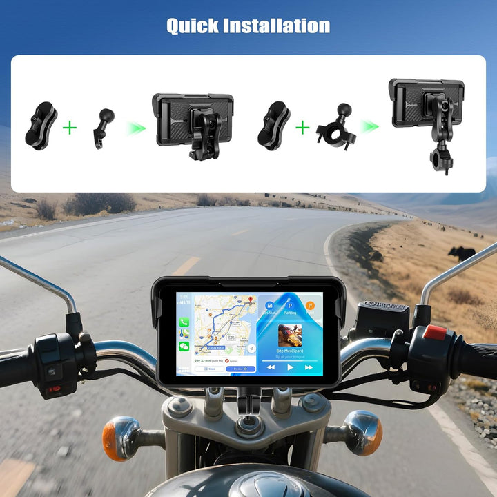 SIXWIN Motorrad Carplay Display für Moto mit Wireless Carplay Android Auto, 5 Zoll HD Touchscreen Bi