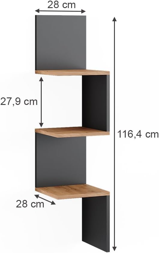 Vicco Eckregal Paolo, Bücherregal, Anthrazit, 28 x 116.4 cm 2er Set Anthrazit 116 cm, 2er Set, Anthr