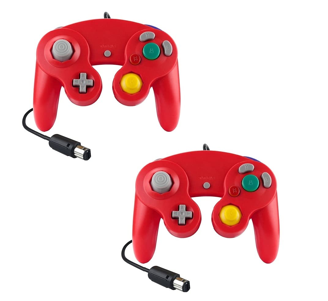 Controller Für Game Cube Weiss und Switch kabelgebunden Gamepad Joypad (Rot) [Video Game], Rot