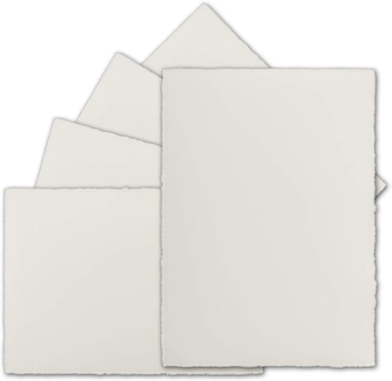 75 Stück DIN A5 Vintage Karten, Büttenpapier, 148 x 210 mm, Natur-Weiss halbmatt - ohne Falz - Vellu