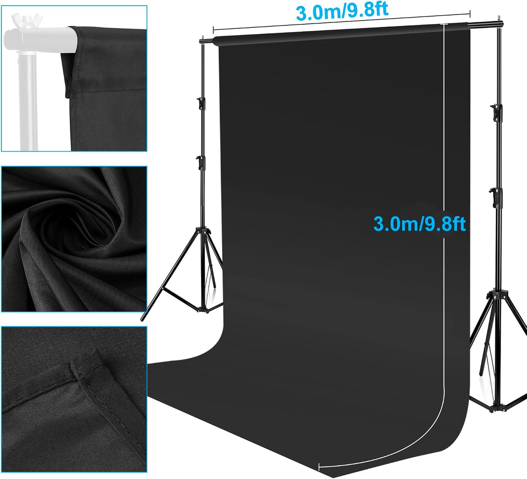 Fotohintergrund Schwarz 3x3 m, Bonvvie Faltbare Fotografie Hintergrund Musselin Hintergrund für Phot