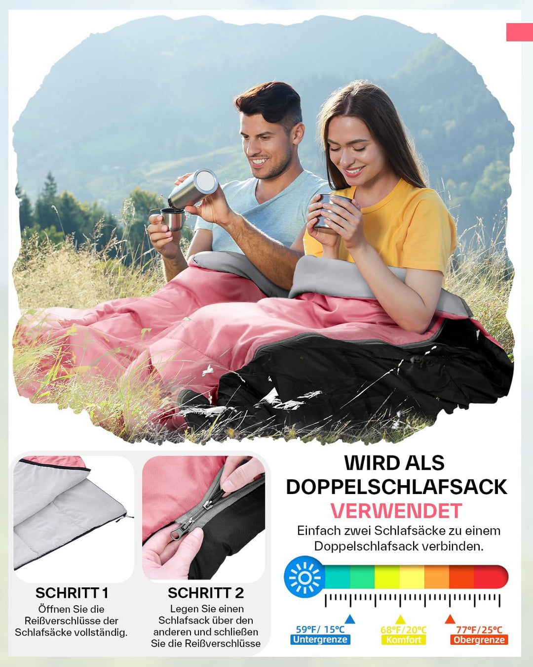 Schlafsack Sommer Schläfsack: Sportneer Warmes Sommer Schlafsacke Tragbar Leicht Wasserdicht Sleepin