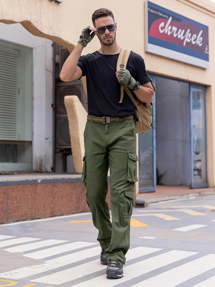Breampot Herren Cargohose Baumwolle Baggy Chino Hosen Freizeit Outdoorhose Arbeitshose Trouser Pants