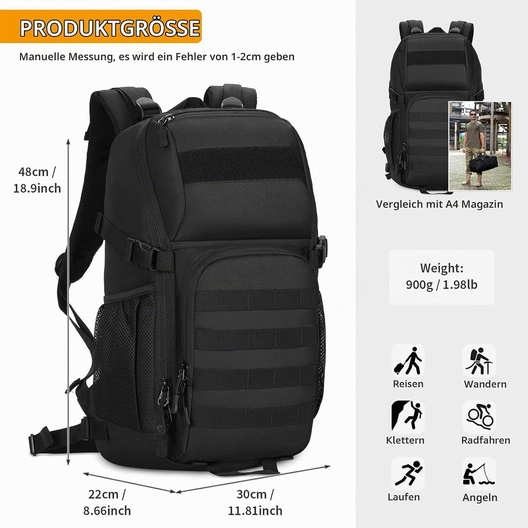 VINBAGGE Molle Rucksack Herren Wanderrucksack Taktischer Backpack Schulrucksack 900D Nylon Mehrere T