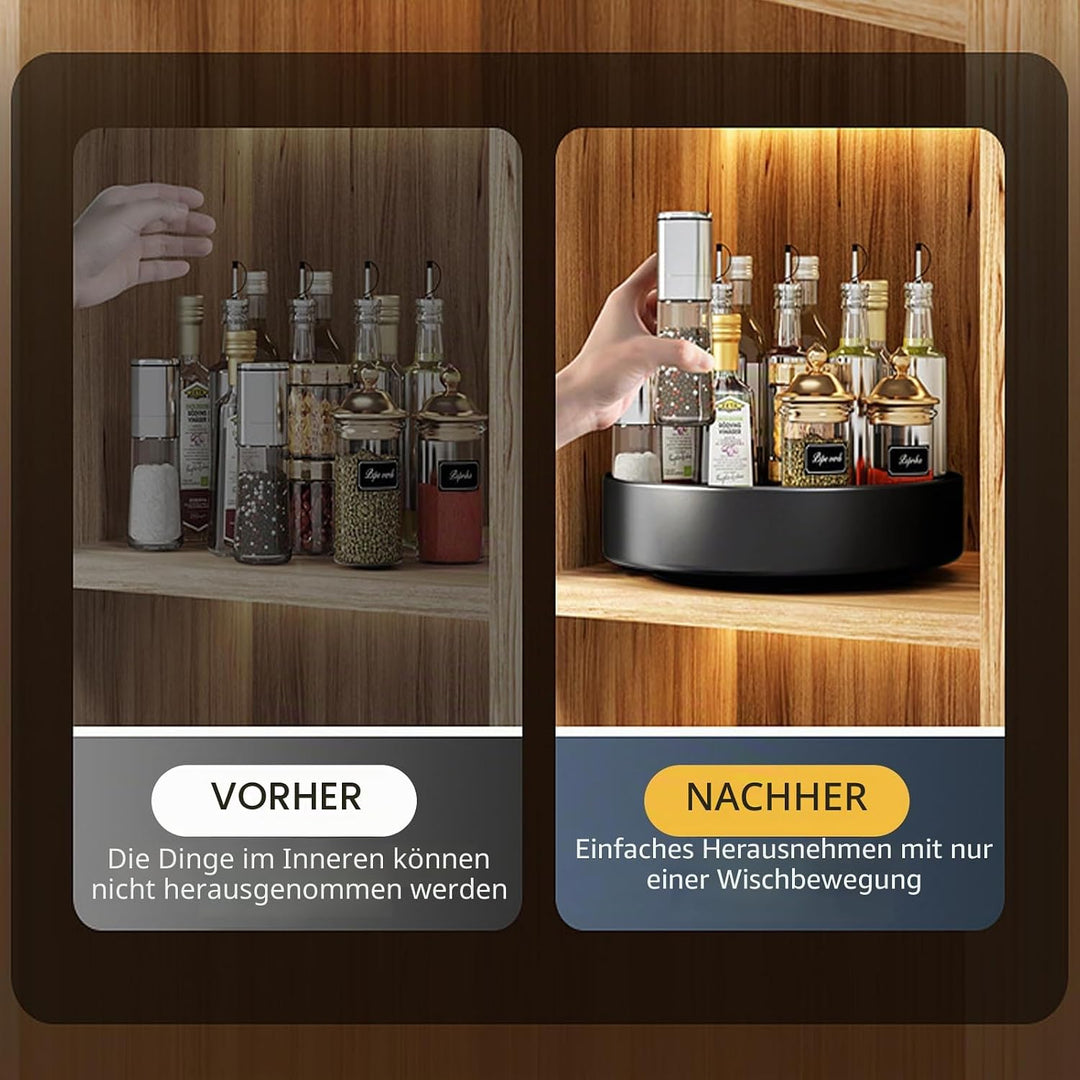 Lazy Susan Drehteller Organizer,30cm Drehbares Gewürzregal aus Kohlenstoffstahl Küchen Drehteller Sc