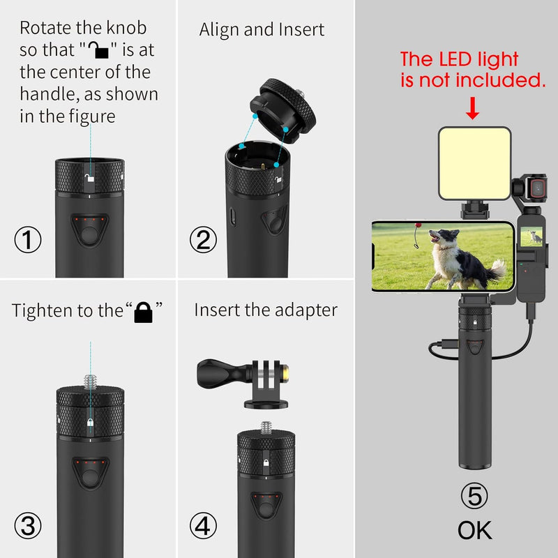 Smatree DJI Osmo Pocket 2 Ladegerät Power Stick,5000mAh Schnellladung,Kompatibel für DJI Osmo Pocket