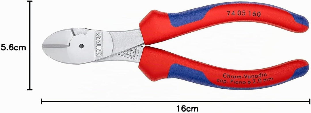 Knipex Kraft-Seitenschneider verchromt, mit Mehrkomponenten-Hüllen 160 mm 74 05 160 verchromt 160 mm
