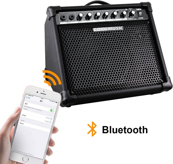 Coolmusic DM30 AMP 30 Watt Elektronischer Schlagzeugverstärker Keyboard-Verstärker mit Aux In und Bl