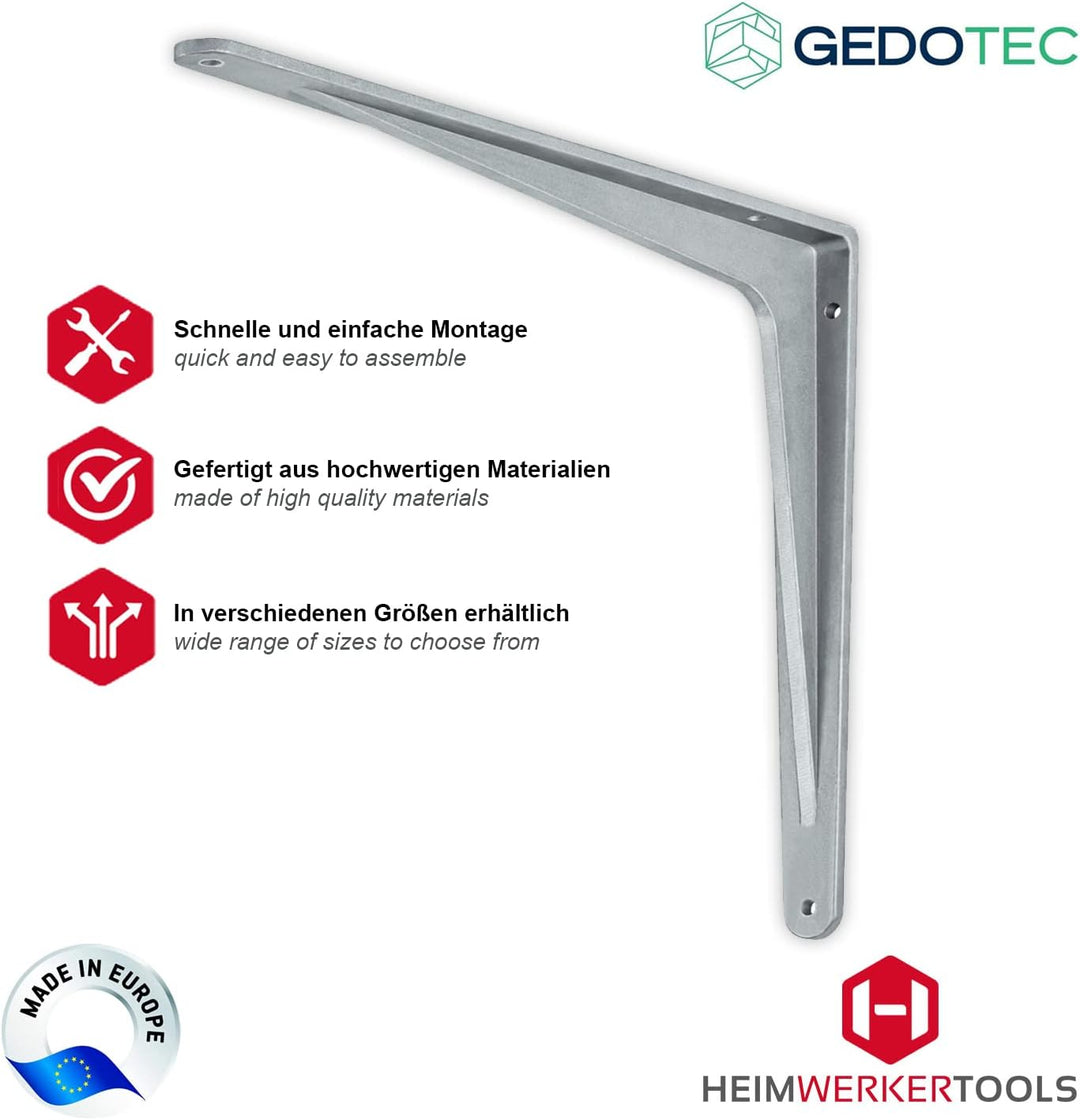 Gedotec Schwerlastkonsole Alu Regal-Konsole | SPARTA | Tiefe: 240 mm | 6 Stück | Schwerlastträger au