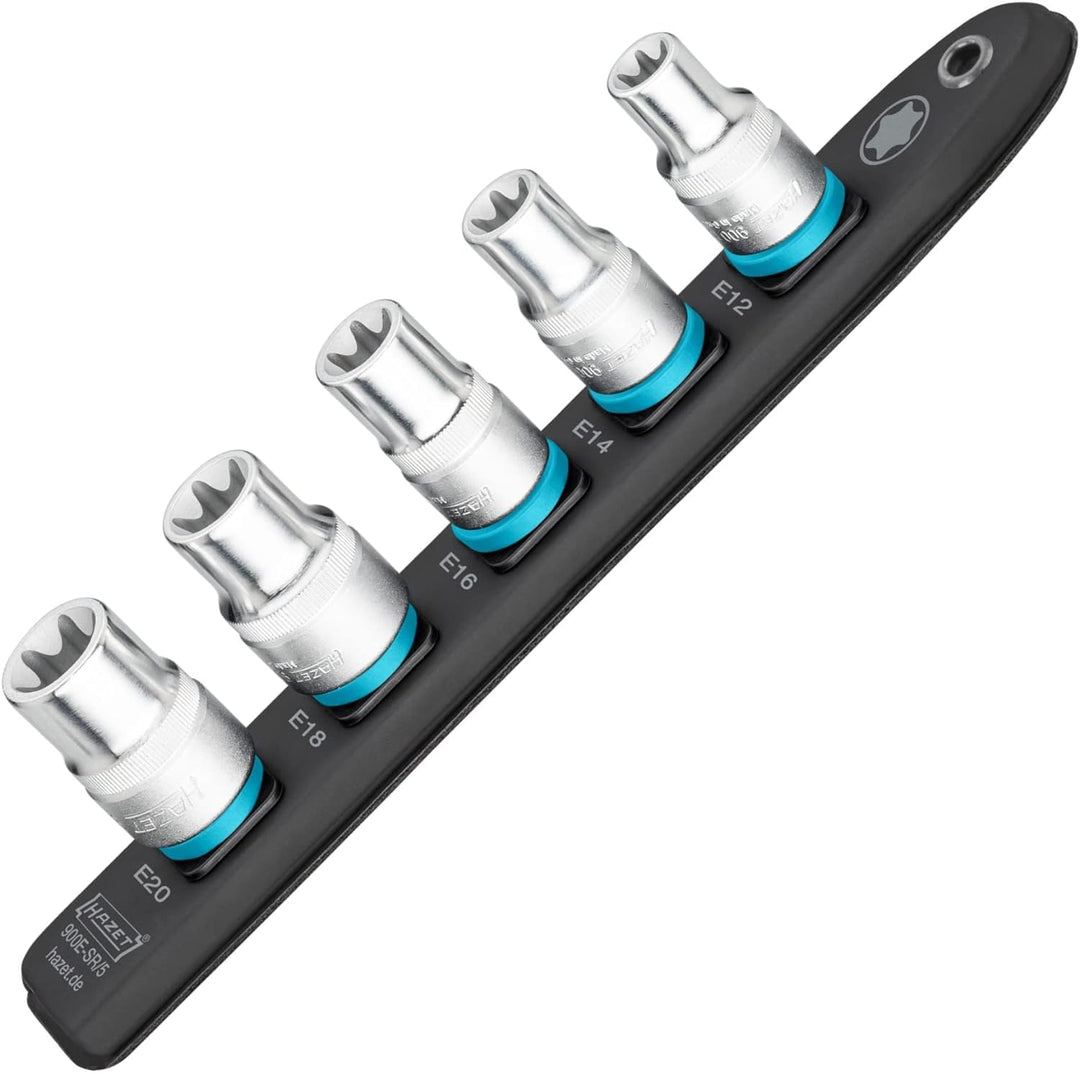 HAZET Steckleiste 900E-SR/5 | Smart-Rail mit magnetischer Unterseite, 5 Steckplätze, Antrieb: Vierka