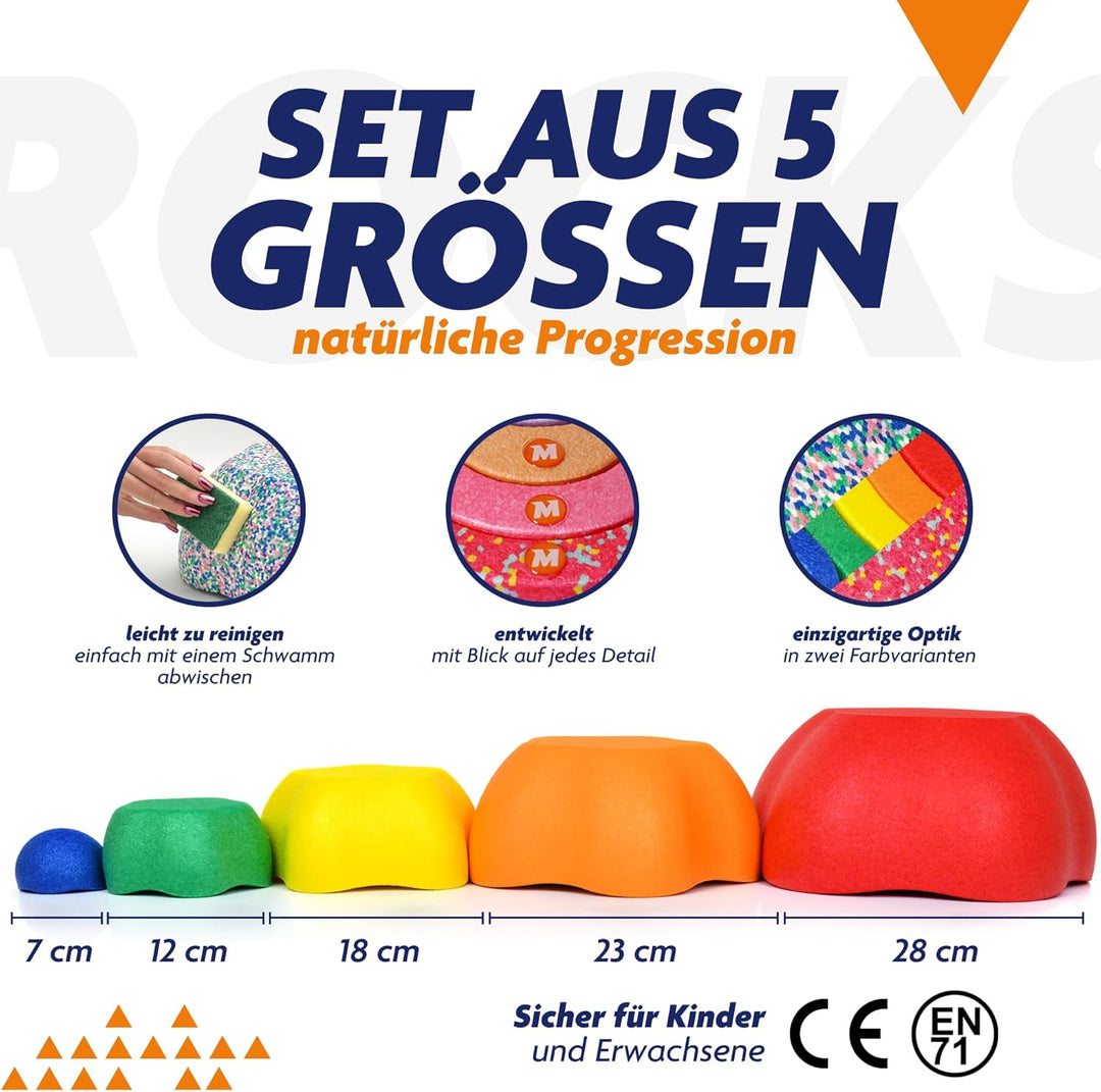 Majestic Sport Rocks, Sensorische Balanciersteine für Kinder – 5er Set – Belastbar, Fördert Gleichge