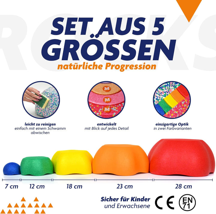 Majestic Sport Rocks, Sensorische Balanciersteine für Kinder – 5er Set – Belastbar, Fördert Gleichge