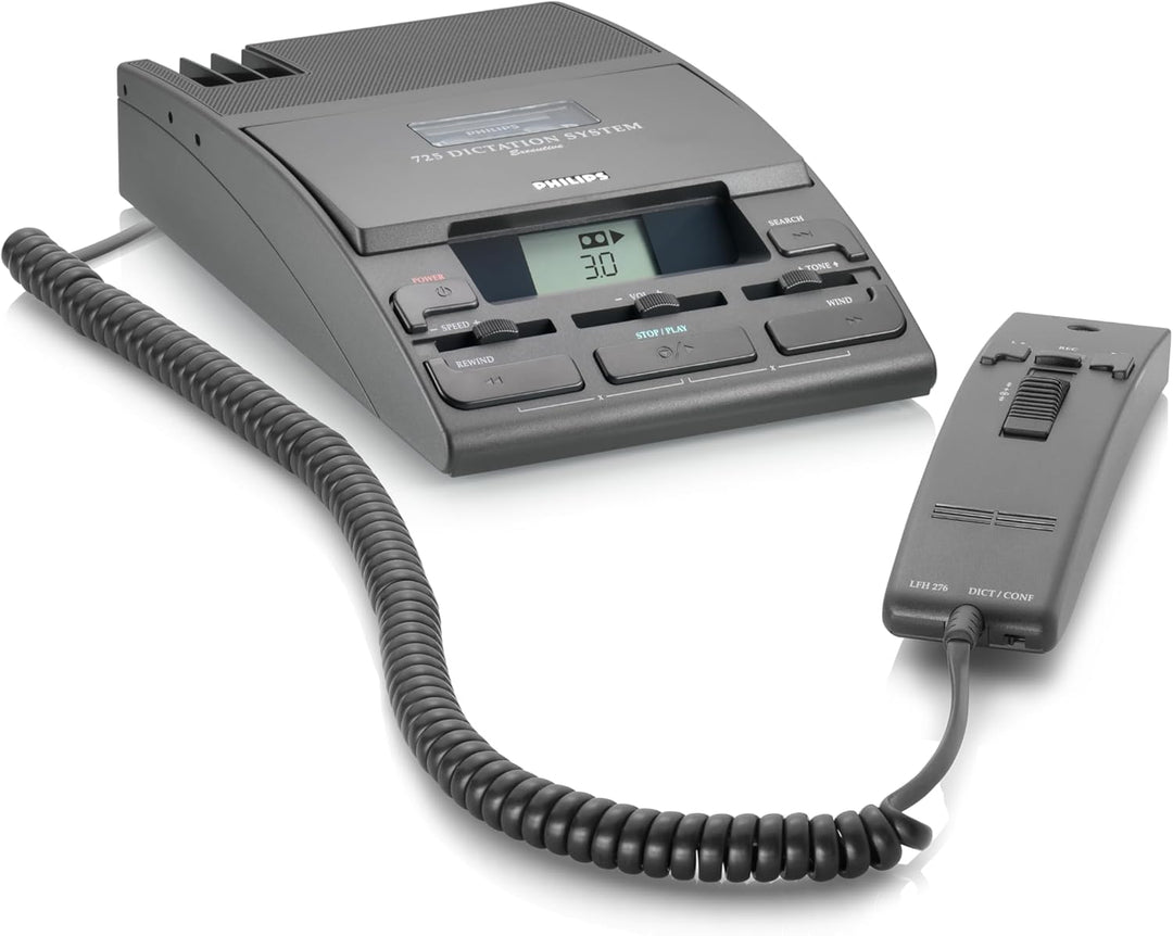 Philips LFH0725D Diktiergerät, inklusiv 30 Minuten Mini-Kassette LFH0005, Hand-Mikrofon LFH0276 und