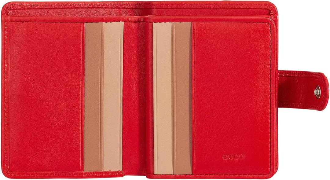 DUDU Damen Geldbörse aus echtes Leder, kleines Leder RFID-Kartenetui mit Reissverschluss, Münzfach,