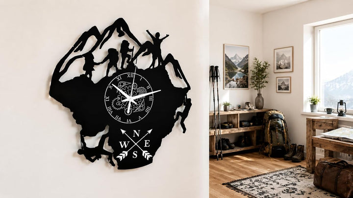 Instant Karma Clocks Vinyl Wanduhr Bergsteigen Berg Klettern, Wandern, Geschenkidee Handgemacht