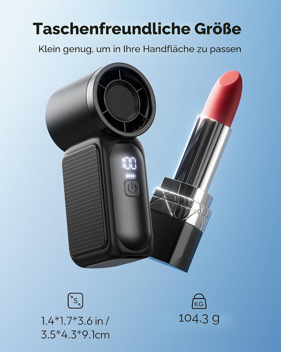 Gaiatop Tragbarer Mini-Handventilator, 6 Geschwindigkeiten, 16900 U/min, hohe Geschwindigkeit, persö