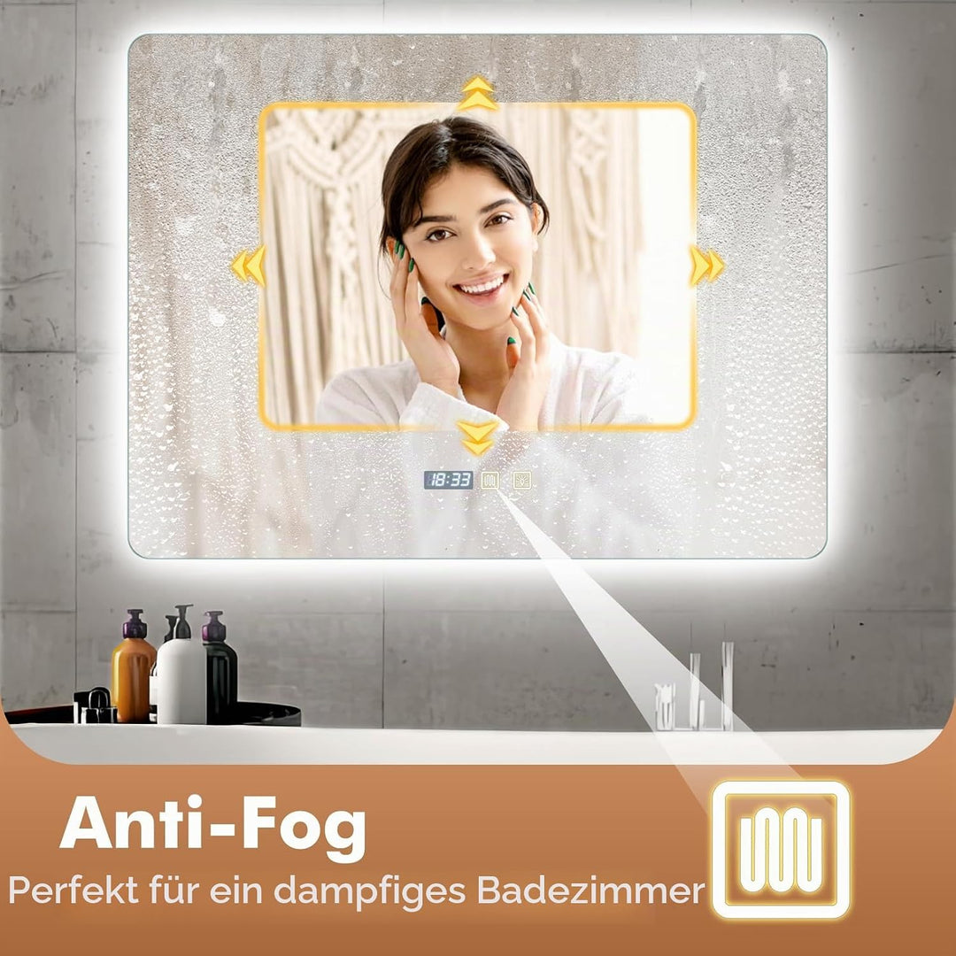 Badspiegel LED Spiegel mit Beleuchtung 80x60cm | Wandspiegel Badezimmerspiegel | Kosmetikspiegel Sch