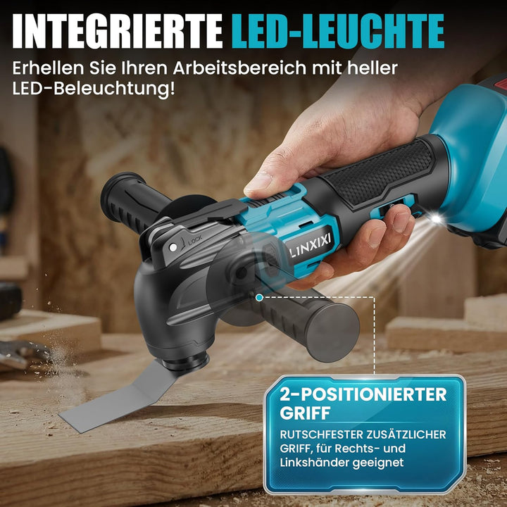 Akku Multifunktionswerkzeug mit 2x2000mAh Akku, kompatibel mit Makita LXT-18V Akku, Bürstenloses Osz