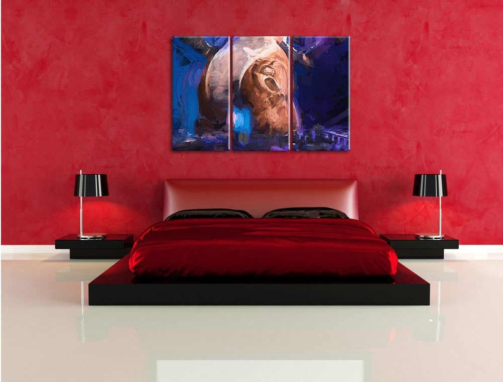 Pixxprint Sexy Frau am Plattenpult Pinsel Effekt 3-Teiler Leinwandbild 120x80 Bild auf Leinwand, rie