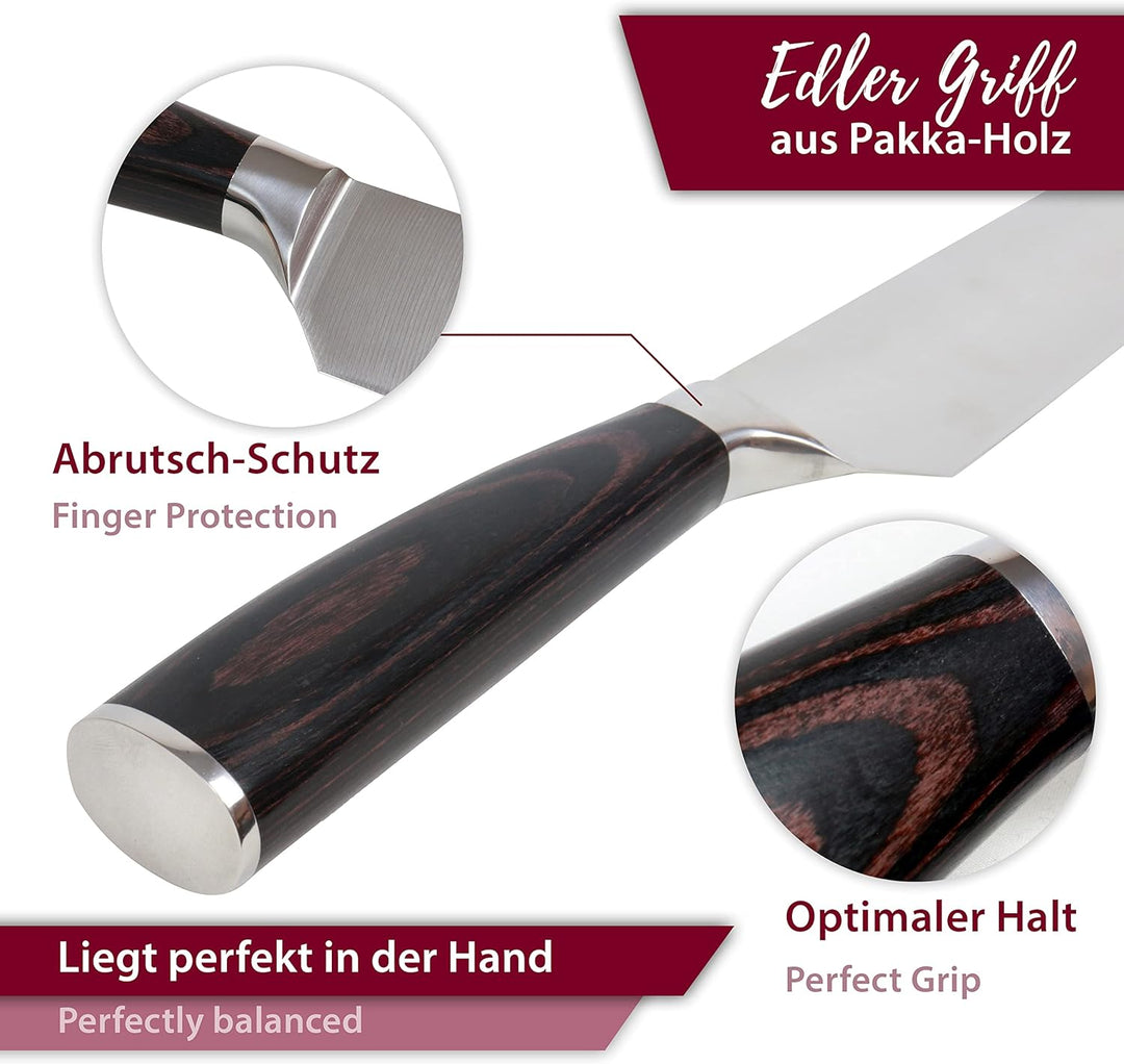 NATUMO Chefmesser Santokumesser, Profi Küchenmesser mit extrem scharfer Klinge, rostfreies Edelstahl
