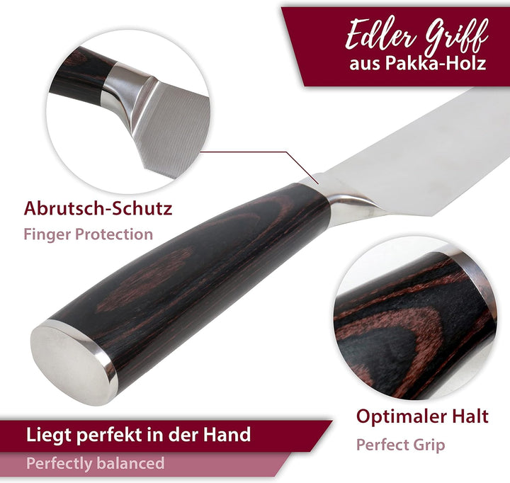 NATUMO Chefmesser Santokumesser, Profi Küchenmesser mit extrem scharfer Klinge, rostfreies Edelstahl