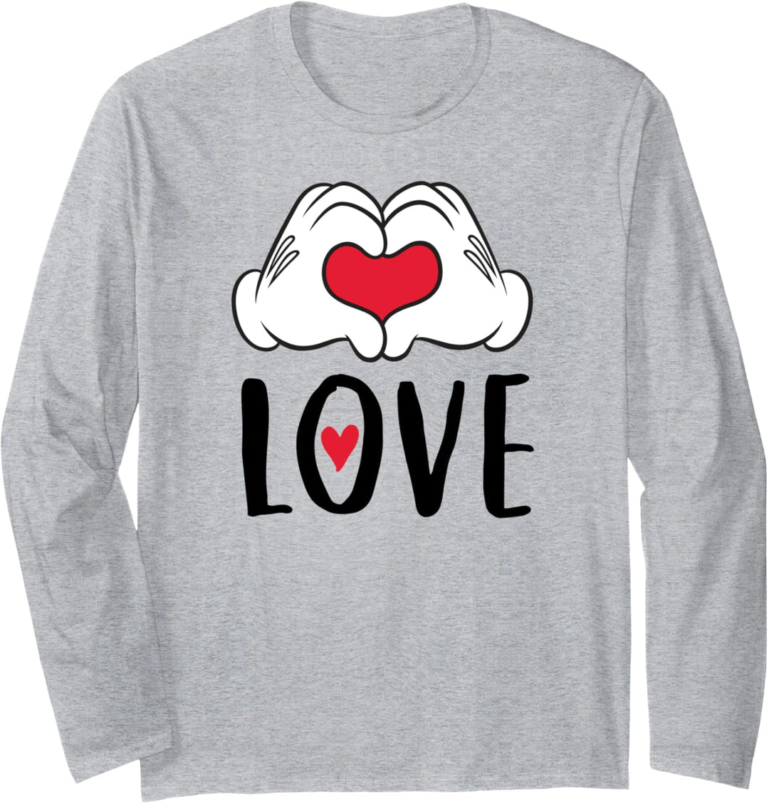 Disney Mickey and Minnie Mouse Heart Hands Love Langarmshirt