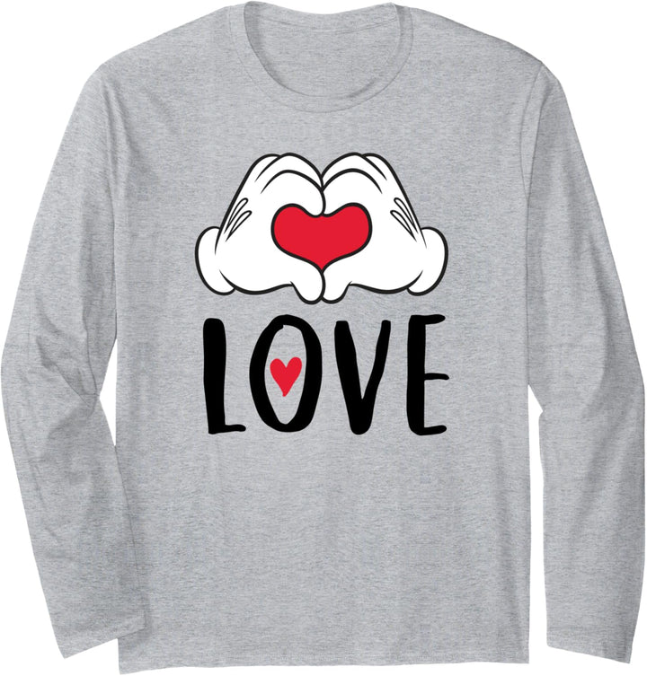 Disney Mickey and Minnie Mouse Heart Hands Love Langarmshirt