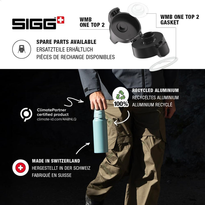 SIGG - Alu Trinkflasche - WMB ONE - Made in Switzerland - ClimatePartner - Kohlensäure geeignet - Au