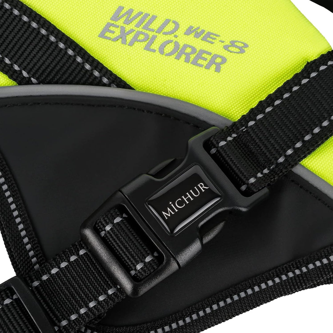 MICHUR Joel Hunde BRUSTGESCHIRR grün, Nylon Hundegeschirr, Hundegeschirr, mit Reflektoren, Neopren,