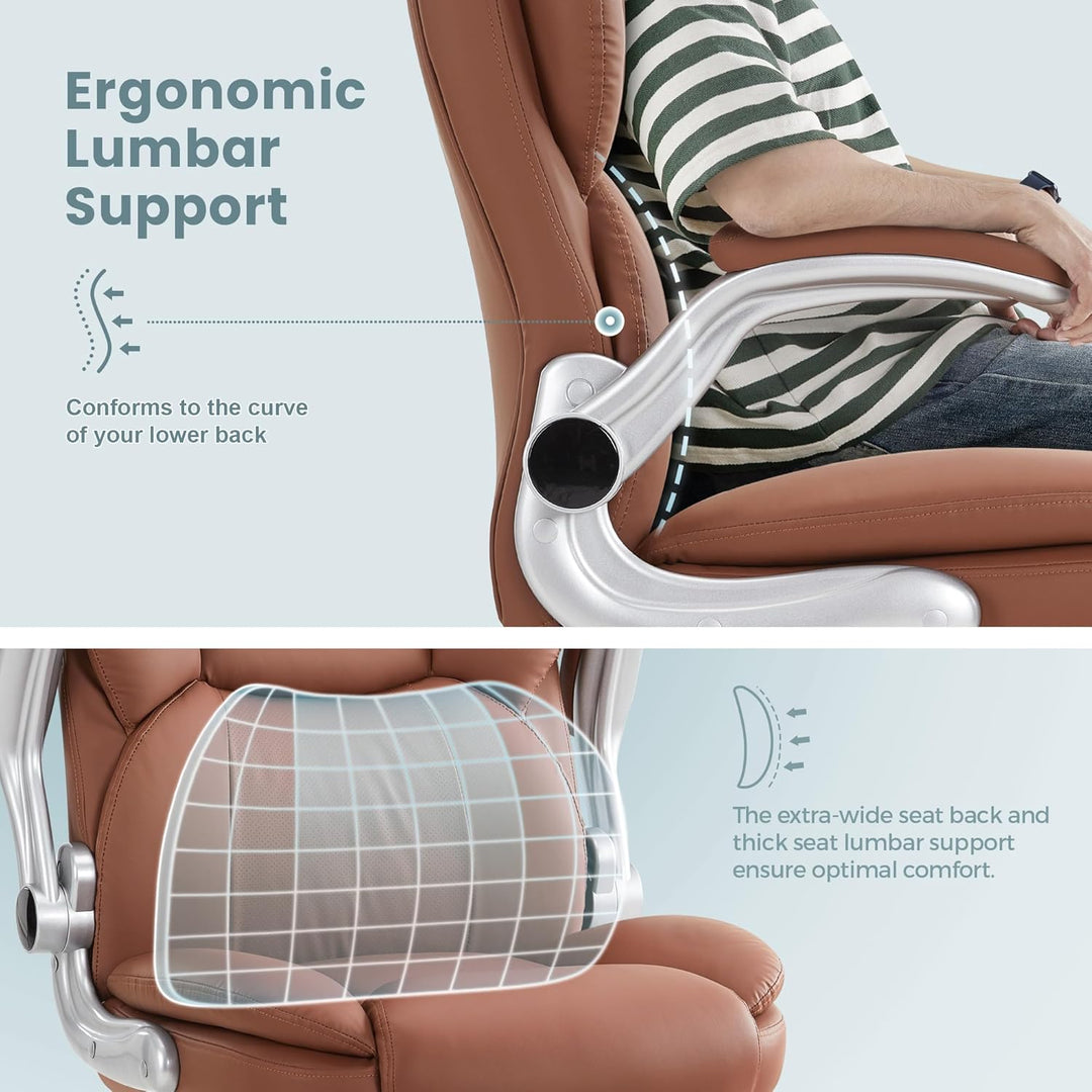 IWMH Bürostuhl Ergonomischer Schreibtischstuhl Chefsessel Drehstuhl mit hochklappbarer Armlehne, höh