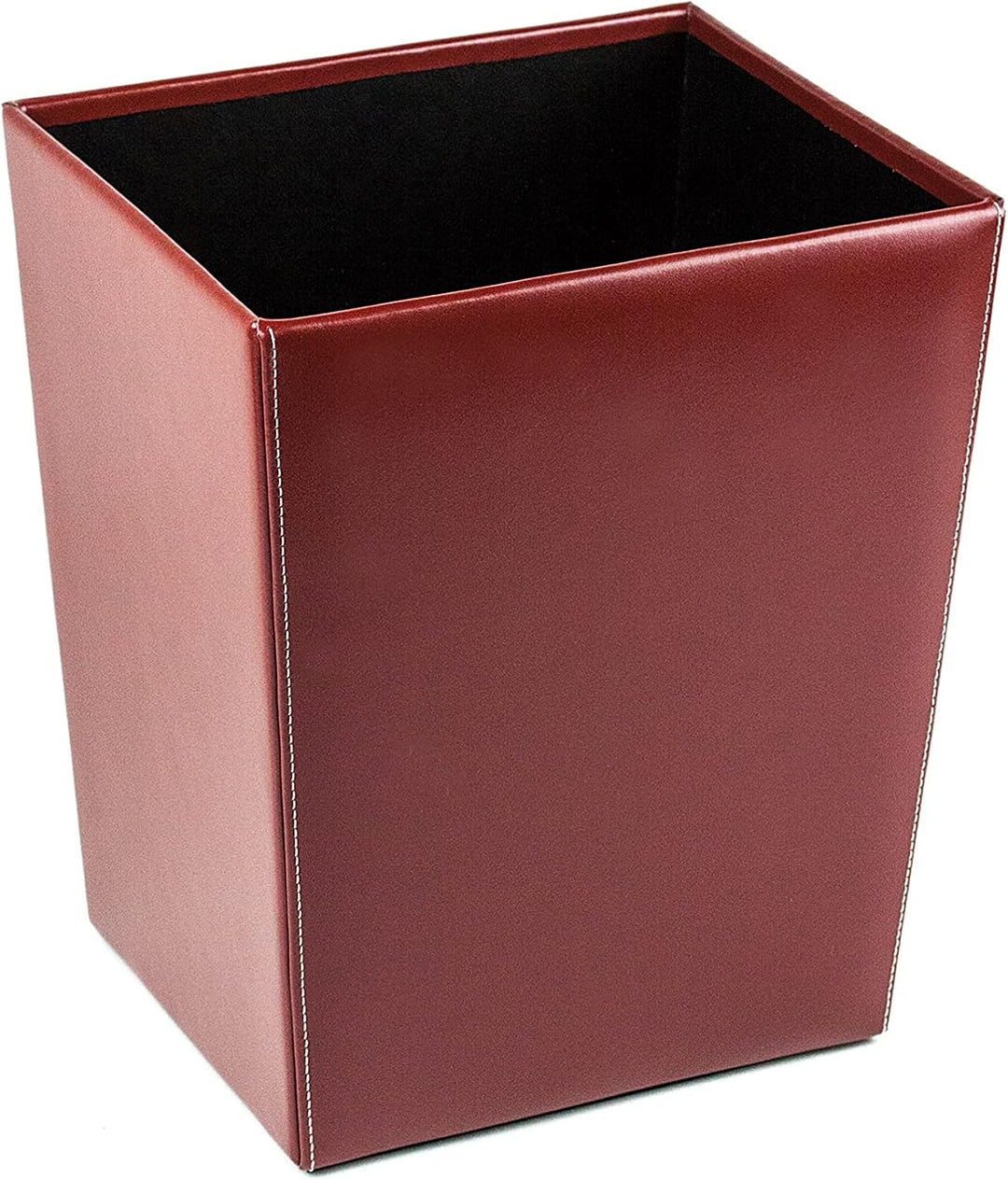 DELMON VARONE - Papierkorb aus Cambridge Top Grain Leder rot, Retro Papiereimer für Schreibtisch, Bü