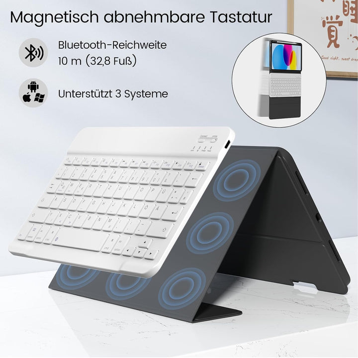 Hülle mit Tastatur für iPad A16 11 Generation 2025/10 Generation 2022(11/10.9 Zoll), Soft TPU Rücksc