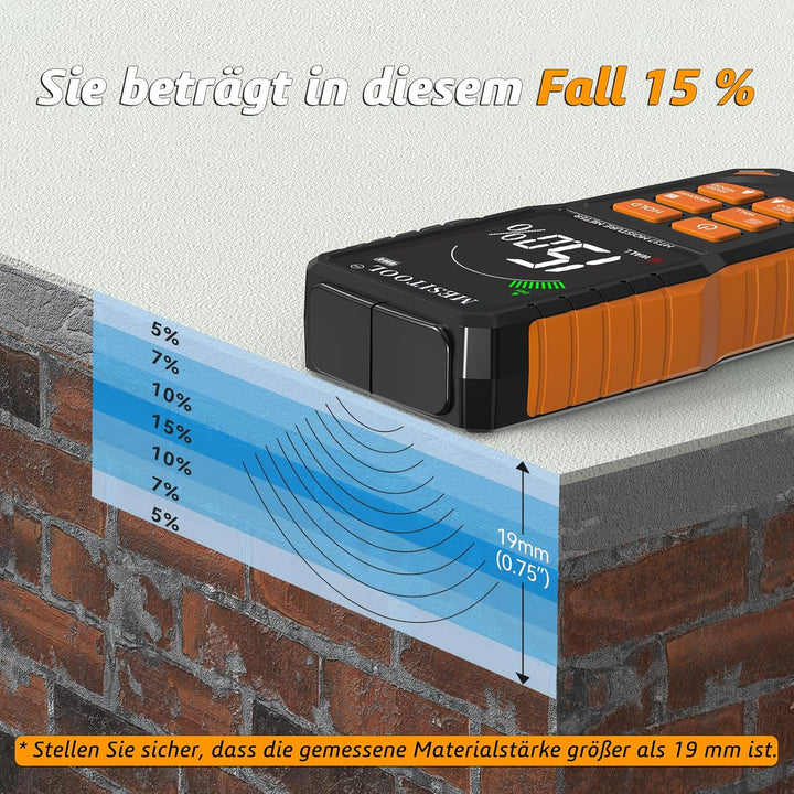Feuchtigkeitsmessgerät Wand MESITOOL Holz Feuchtigkeitsmesser Nicht-invasive Feuchtigkeitsmessgerät