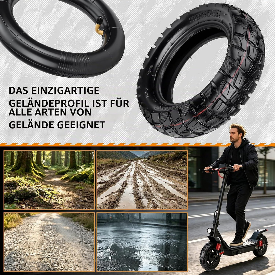 Xastro 2 PCS 255x80 Aussenreifen Reifen 2 PCS 10x2.5 Schlauch 80/65-6 E Scooter Reifen 255x80 Offroa