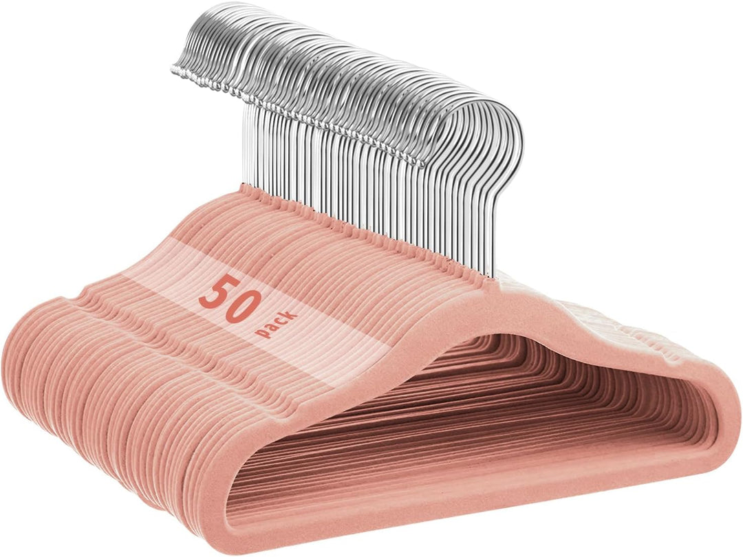 Mangokit Baby Samt Kleiderbügel 50 Pack, Anti-Rutsch-Kinder Kleiderbügel, platzsparende Baby rosa Kl