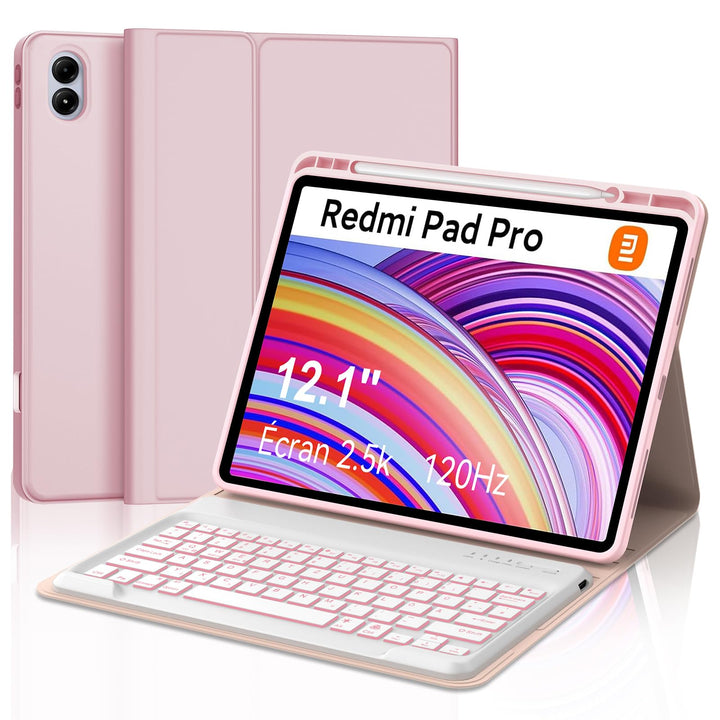 Xiaomi Redmi Pad Pro 12.1 Tastatur Hülle - Xiaomi Pad Poco 12.1 Zoll 2024, 7 Farben Beleuchtung Magn