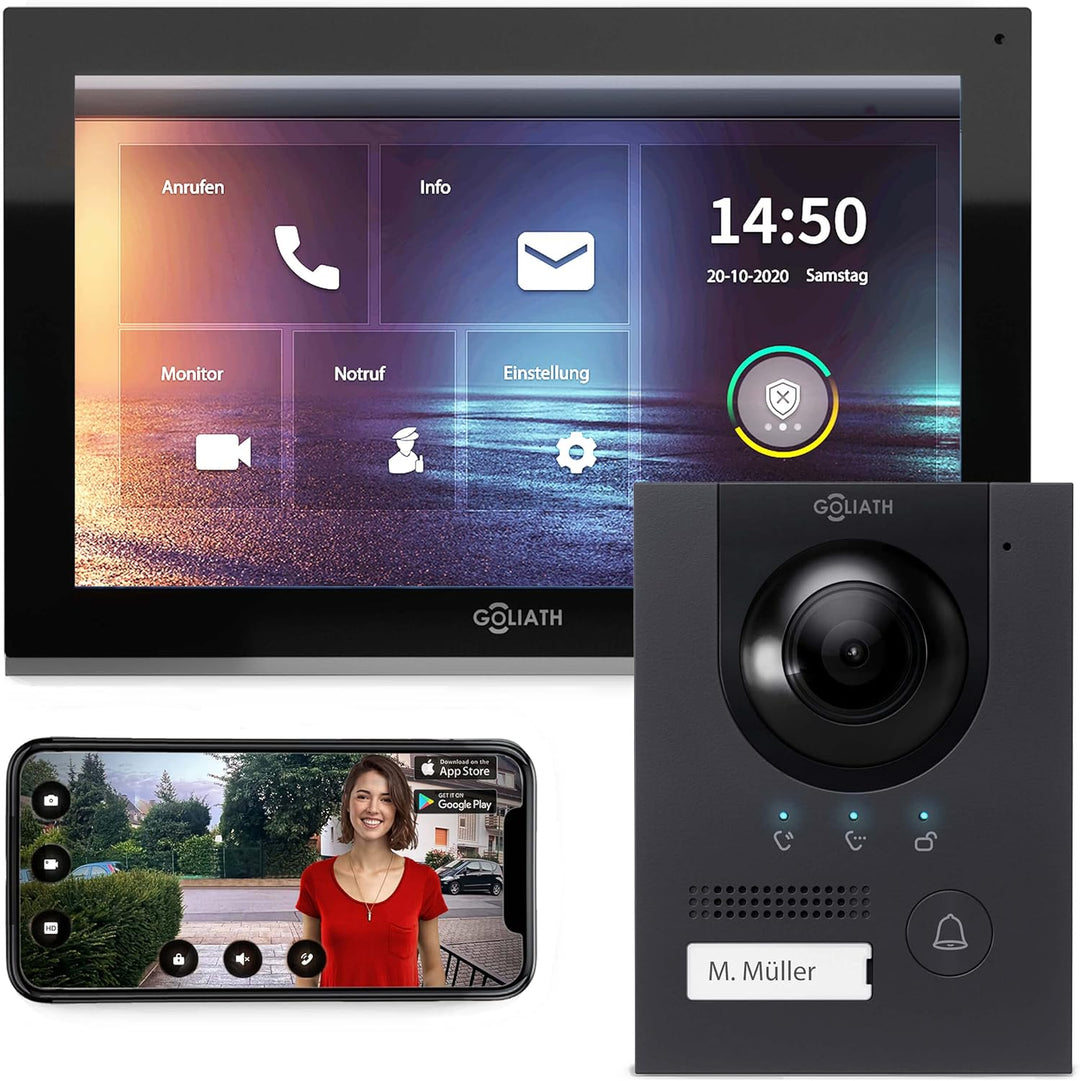 Goliath IP | Aufputz | Video Türsprechanlage | 2MP | Anthrazit Türstation | 180° Ultra Weitwinkel Ob