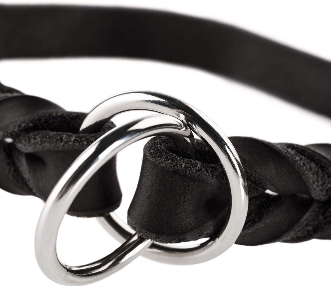 HUNTER SOLID EDUCATION Dressurhalsung für Hunde, Leder, weich, griffig, 50 (M), schwarz schwarz 50 (
