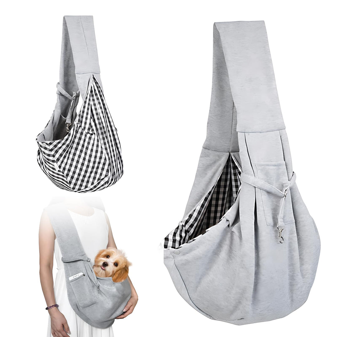 Hundetragetasche, Hundetragetuch bis 10kg, Umhängetasche für Haustiere mit verstellbarem, Wendbarer