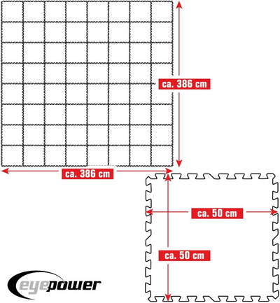 EYEPOWER 15 m² Poolunterlage - 64 Eva Matten 50x50 - Outdoor Pool Unterlage - Unterlegmatten Set 386