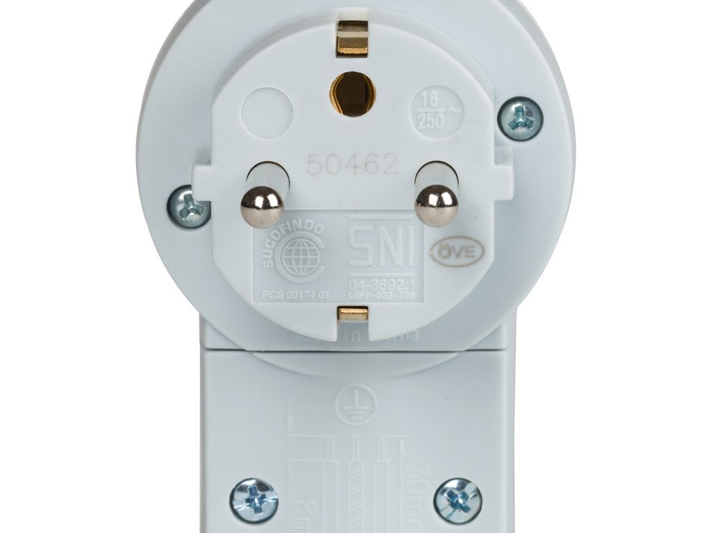 Legrand, Schutzkontakt-Stecker mit Steckdose (16A/230V), mit Kabelanschluss bis 3x1.5 mm², 050462, P
