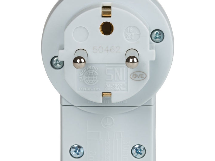 Legrand, Schutzkontakt-Stecker mit Steckdose (16A/230V), mit Kabelanschluss bis 3x1.5 mm², 050462, P