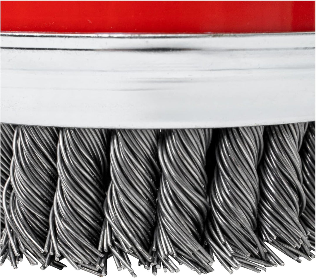 STIER Topfbürste Stahl, gezopfter Draht, für Winkelschleifer, Ø 100 mm, M14, Drahtstärke 0,8 mm, Dra