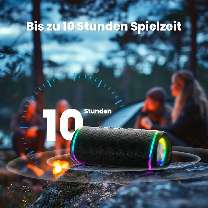 RIENOK Bluetooth Lautsprecher 30W Musikbox 5.3 mit RGB Licht Tragbarer Musik Box IPX5 Wasserdicht Sp