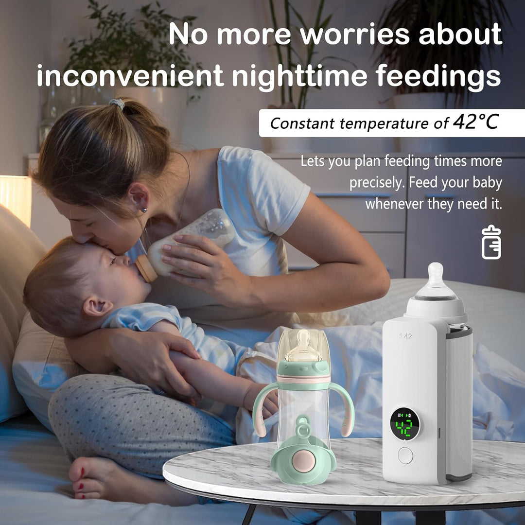 Flaschenwärmer, 6000 mAh Tragbarer Flaschenwärmer Baby Unterwegs mit 6 Einstellbare Temperatur und L