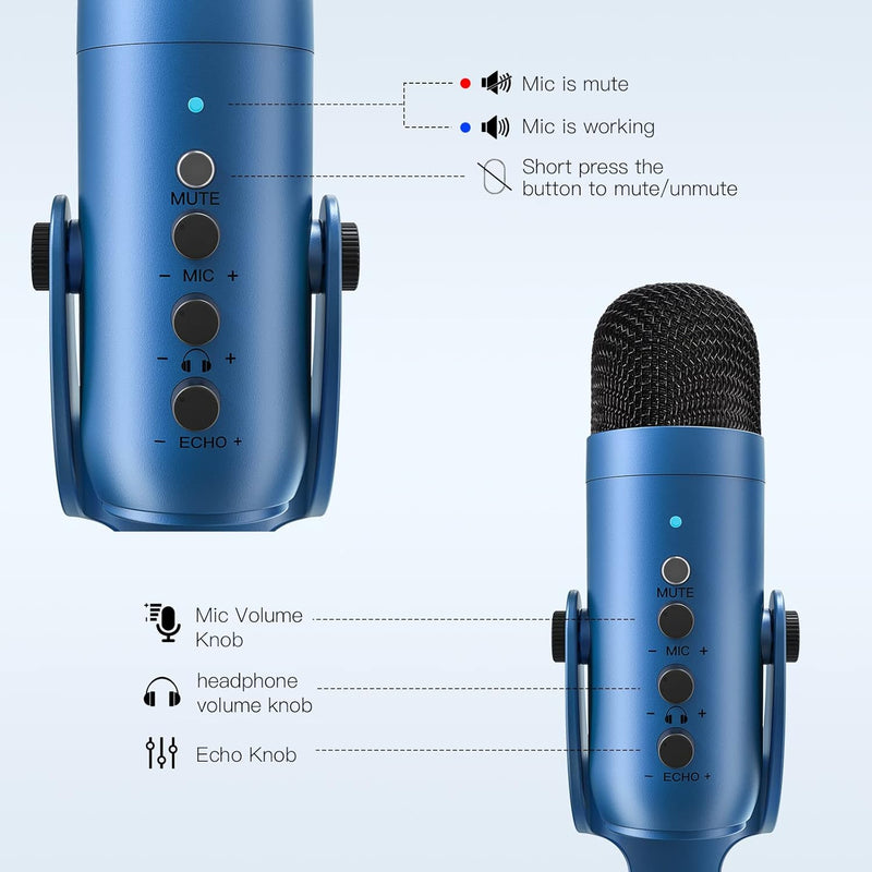 zealsound USB Mikrofon, Mikrofon Handy PC, Kondensatormikrofon mit Adapter für Smartphone, Laptop, P