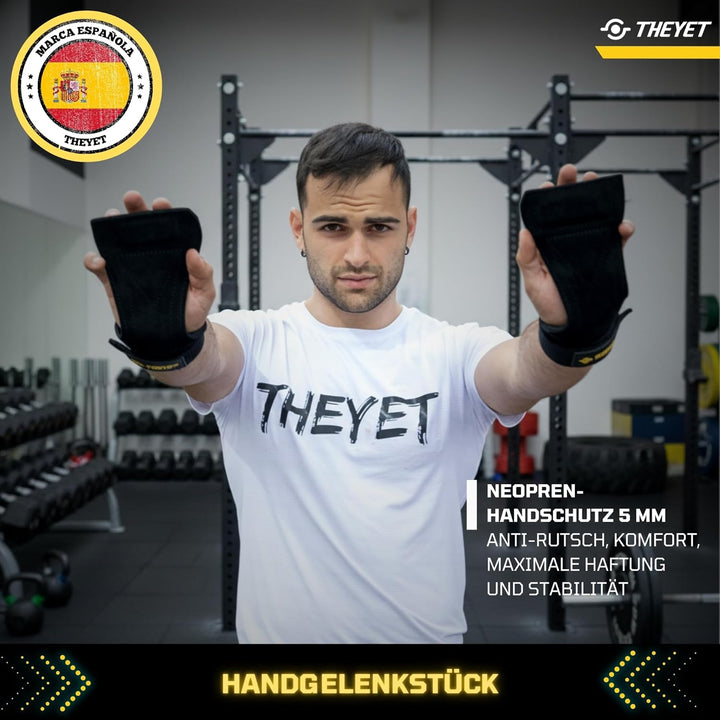 Theyet Crossfit Grips | Fitness Handschuhe Herren und Damen | Lifting Straps mit Handgelenkstütze |