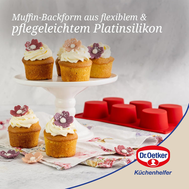 Dr. 1251 Oetker Muffinform aus Silikon 6er Cups Flexxibel, Silikonform für Muffins, Form aus hochwer