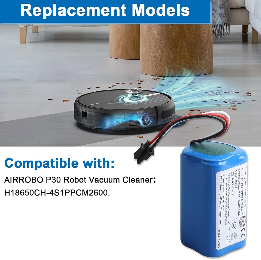 Ersatzakku Kompatibel mit AIRROBO P30 Vacuum Cleaner, Batterie Replacement for H18650CH-4S1PPCM2600
