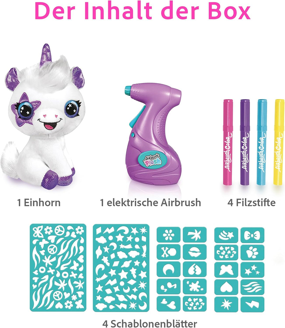 Canal Toys Einhorn Airbrush OFG228 Super weiches Spielzeug mit 100+, Weiss